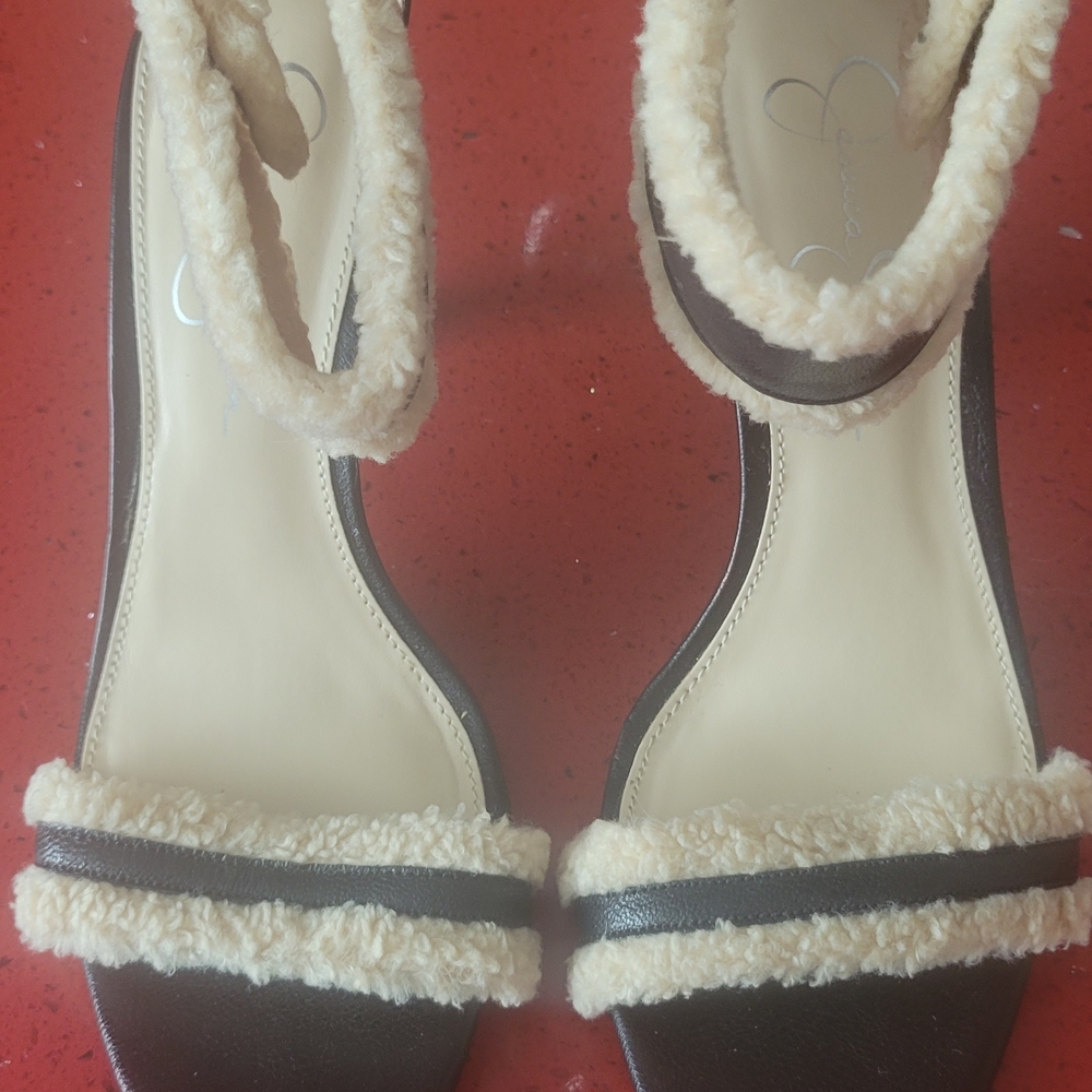 Jessica Simpson Cream and Brown Sandals